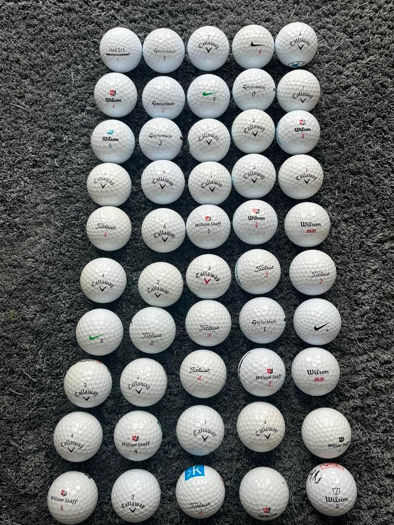 50 Golfballen mix van Topmerken - hele goede kwaliteit, Ophalen of Verzenden, Zo goed als nieuw, Bal(len), Overige merken