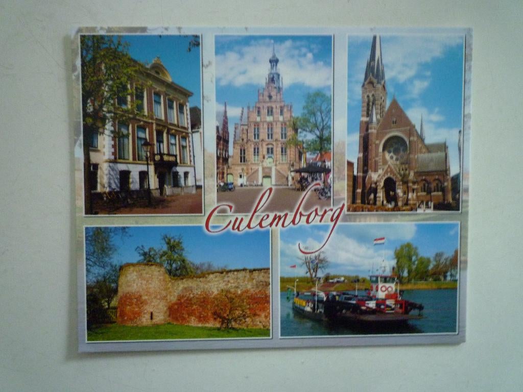 Culemborg Stadhuis pont pontje Sint-Barbarakerk kerk, Verzamelen, Ansichtkaarten | Nederland, Ophalen of Verzenden, Voor 1920