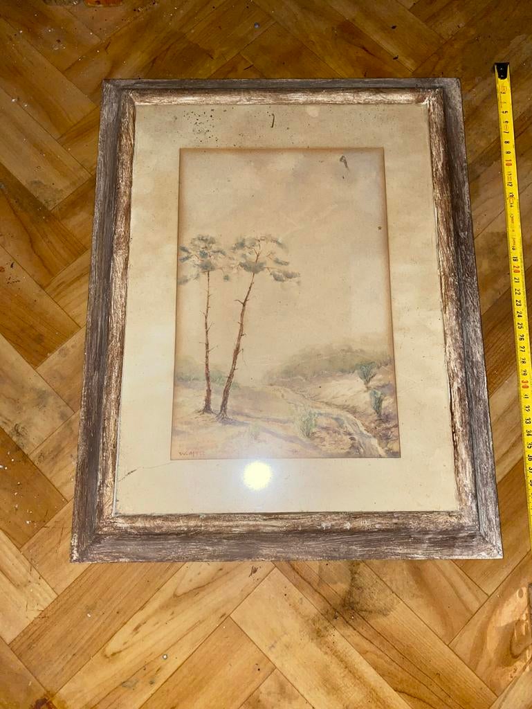 Aquarel bomen in lijst, Ophalen of Verzenden