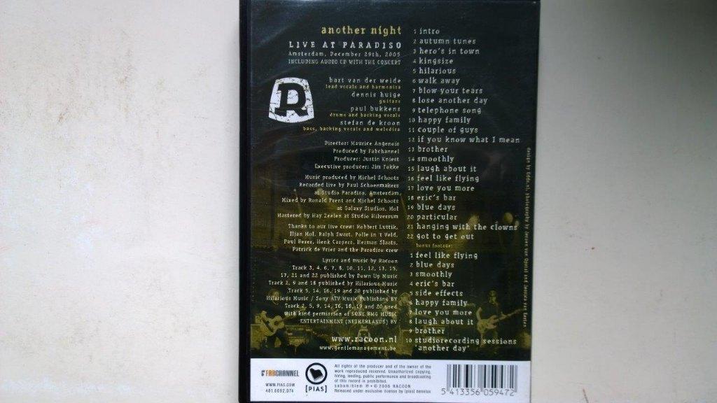 Racoon - Another Night (DVD), Cd's en Dvd's, Alle leeftijden, Ophalen of Verzenden, Zo goed als nieuw, Muziek en Concerten