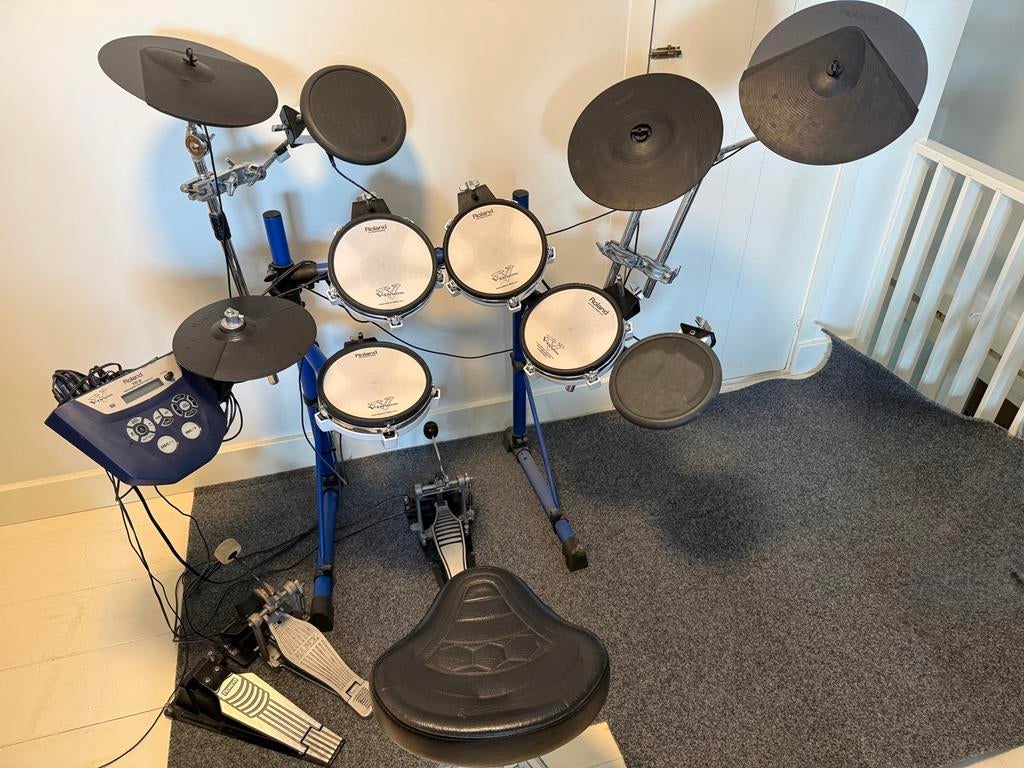 Roland TD-6 zeer compleet; mesh head, extra pads en pedalen, Ophalen, Gebruikt, Roland, Elektronisch
