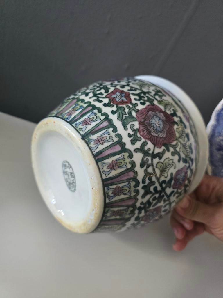 Vintage Chinees porseleinen bloempot/kom, Oosters decor, Antiek en Kunst, Ophalen of Verzenden