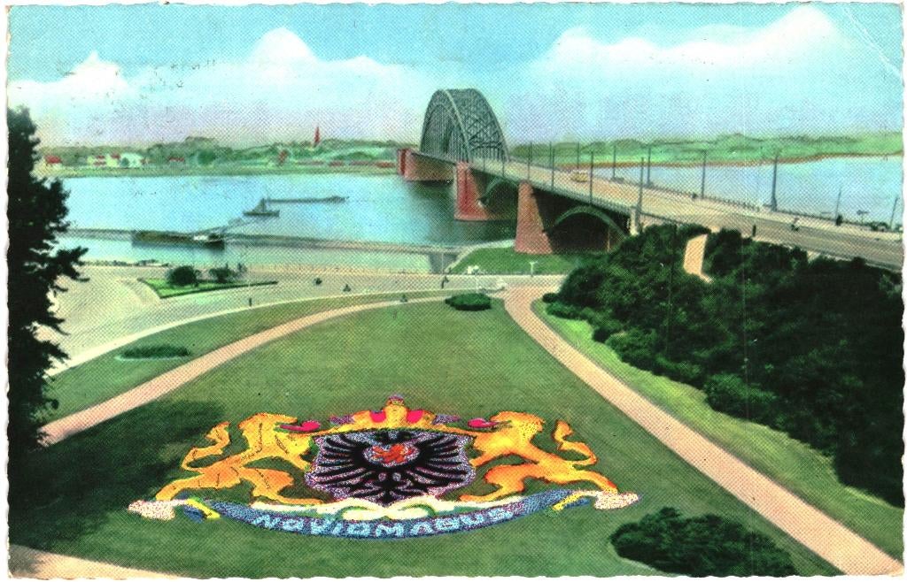 914379 Nijmegen Gld 1959 Waalbrug Gelopen met postzegel, Verzamelen, Ansichtkaarten | Nederland, Ophalen of Verzenden, 1940 tot 1960