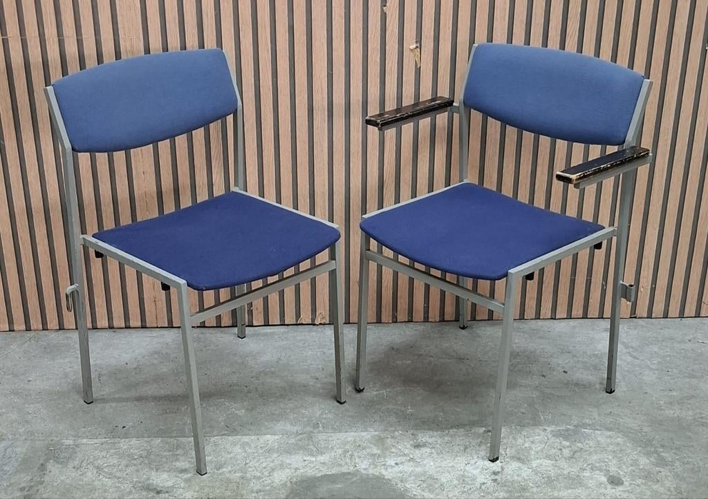 187 x Gijs van der Sluis stoelen Kantine horeca vintage cafe, Blauw, Ophalen of Verzenden, Zo goed als nieuw, Stof