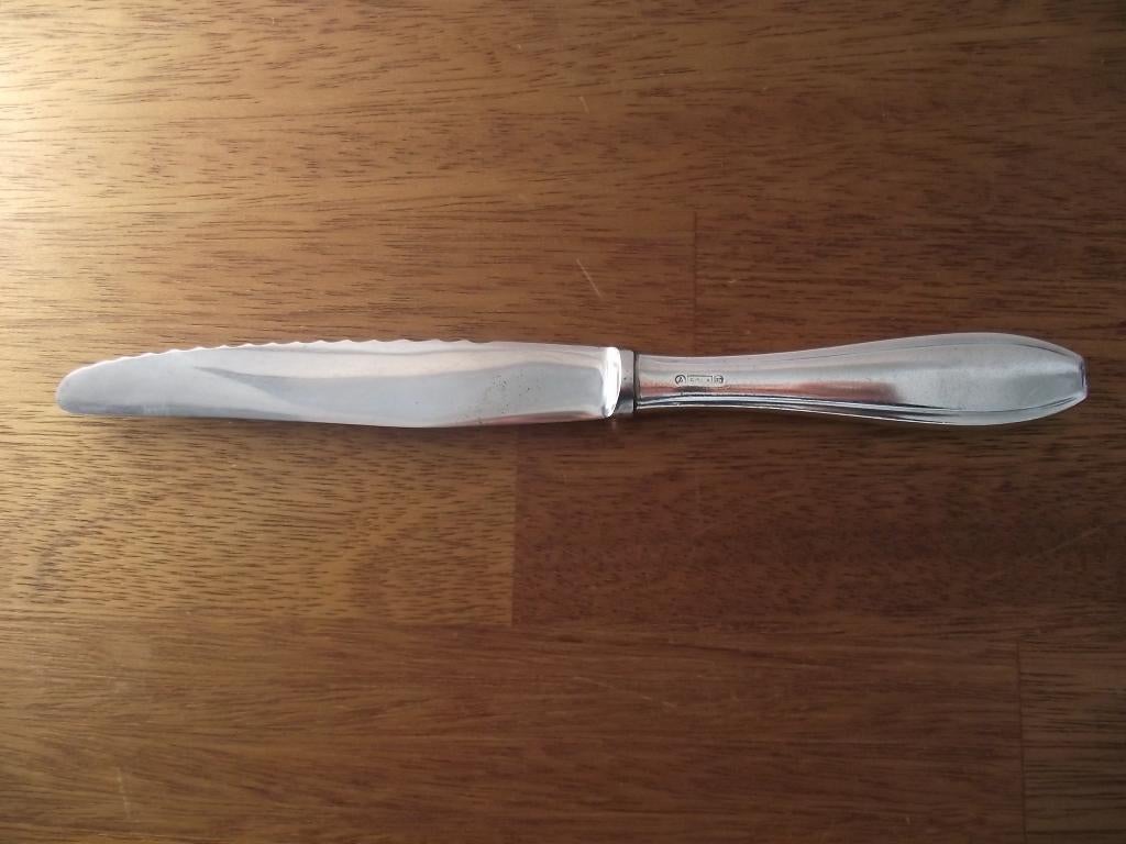 verzilverd Sola bestek mes model 1640 Art deco 25 cm 1935, Antiek en Kunst, Antiek | Bestek, Ophalen of Verzenden