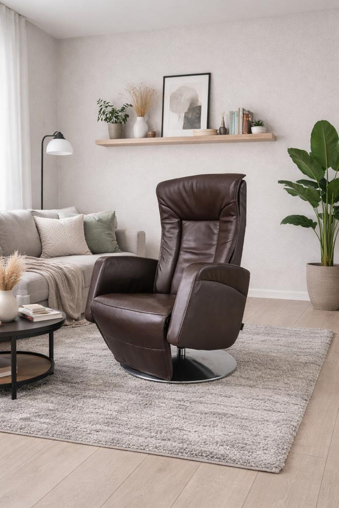 De Toekomst leren design relax fauteuil handmatig, Ophalen, Zo goed als nieuw