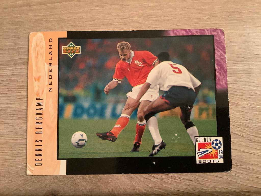 Dennis Bergkamp Upper Deck Spelerskaart WK1994, Ophalen of Verzenden, Zo goed als nieuw, Overige binnenlandse clubs, Spelerskaart