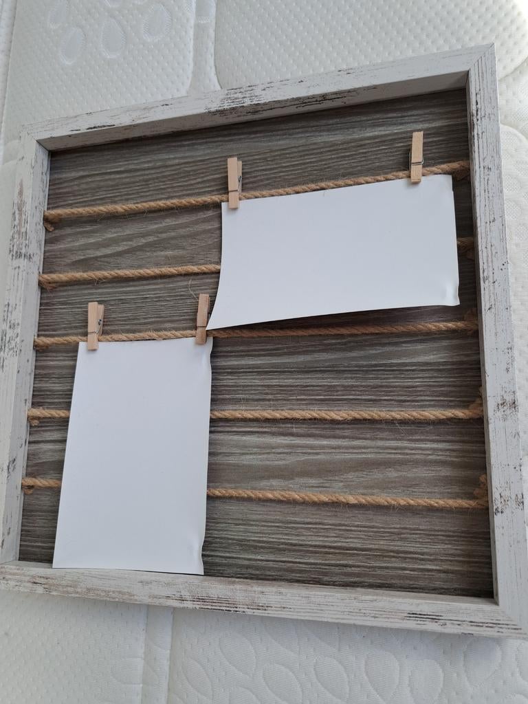 Houten fotolijst met jute touw en knijpers - 34x34 cm, Ophalen of Verzenden, Nieuw