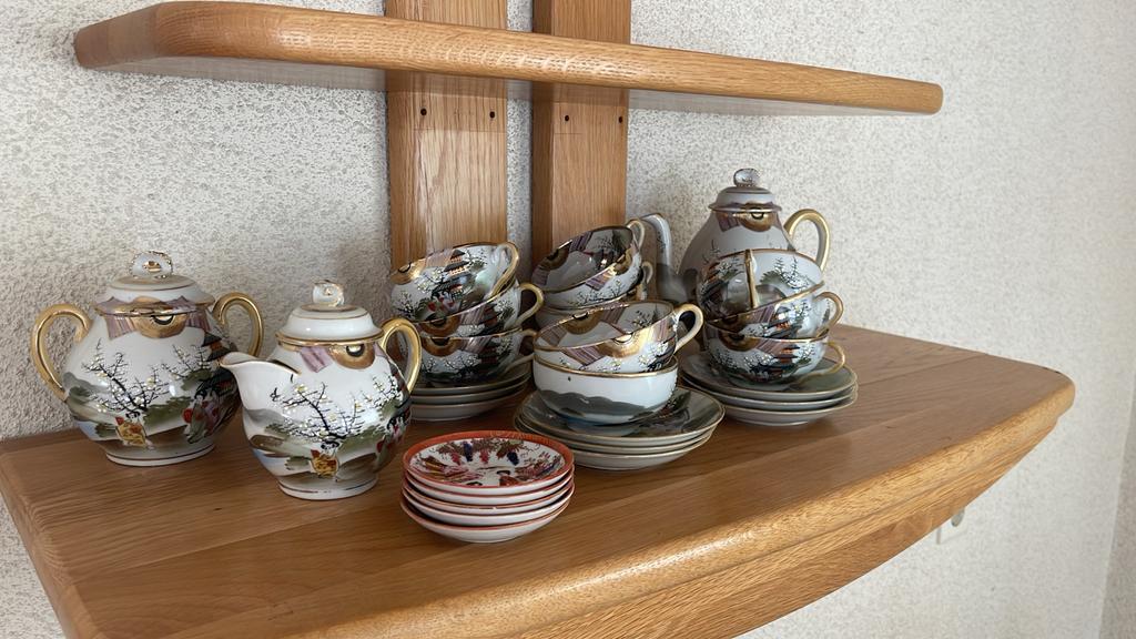 Japans theeservies met geisha en tempel afbeeldingen, Antiek en Kunst, Ophalen