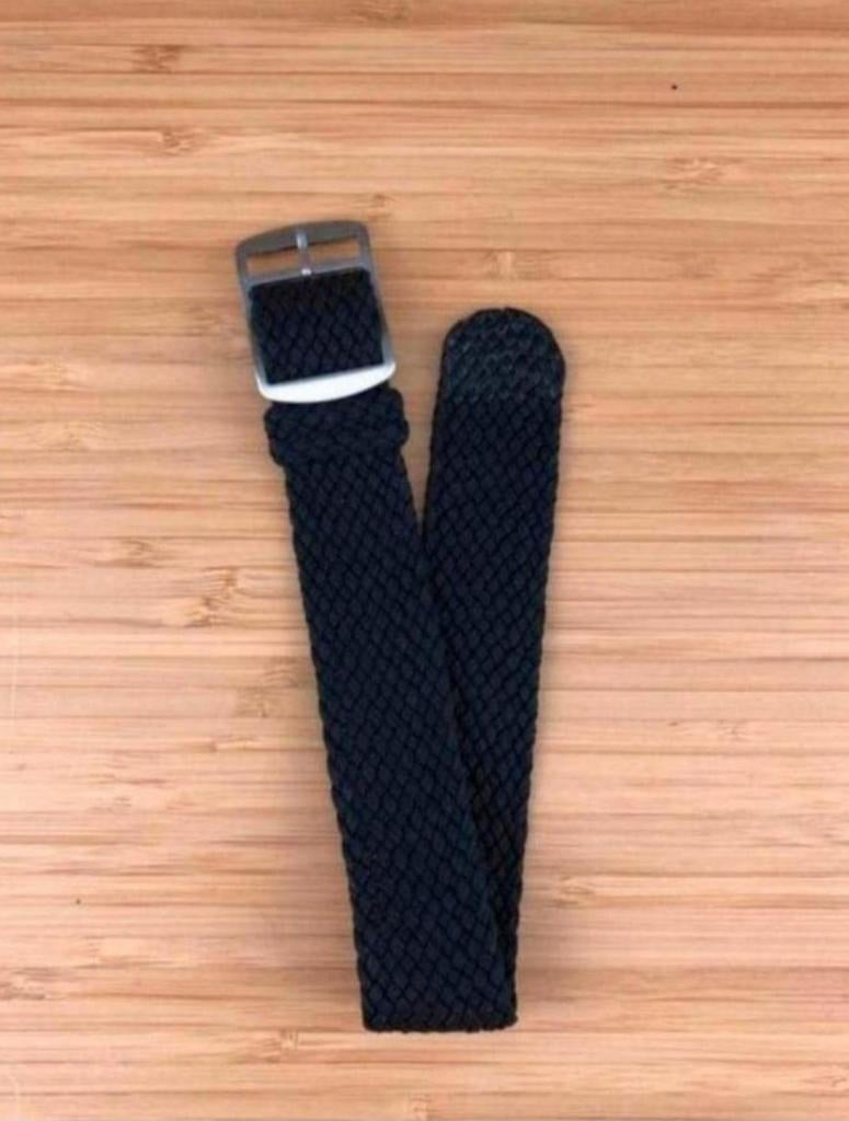 20mm Zwarte Perlon Horlogeband Gebruikt Accessoires, Ophalen of Verzenden, Gebruikt