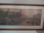 Ingelijste ets de Kolk van een Nederlandse gracht, Antiek en Kunst, Ophalen of Verzenden