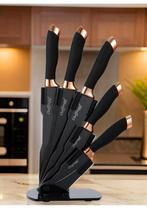 Cheffinger Messenset met Standaard – 6-delig Zwart Rosé Goud, Nieuw, Ophalen of Verzenden, H, Rvs of Chroom