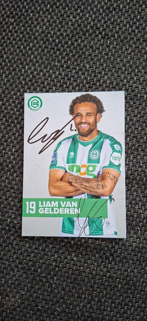 Spelerskaart met handtekening Liam van Gelderen FC Groningen, Ophalen of Verzenden, Nieuw, Overige binnenlandse clubs, Spelerskaart