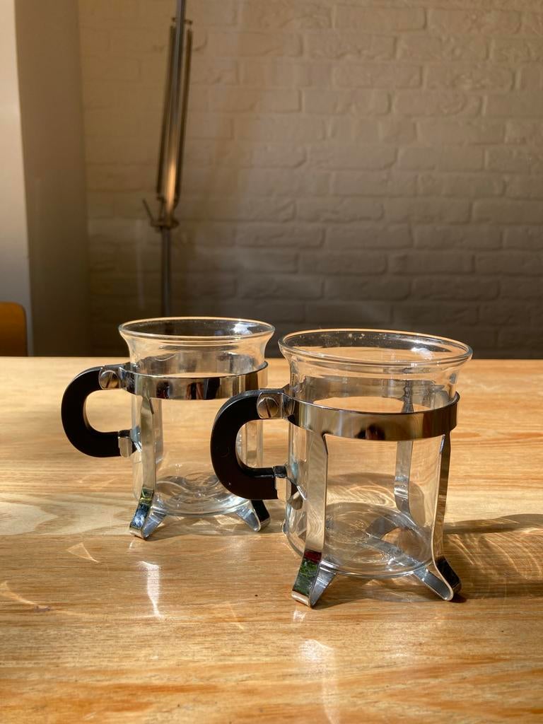 2 x Vintage Bodum Chambord theeglazen, Zwitserland, Glas of Glazen, Ophalen of Verzenden, Overige stijlen, Glas