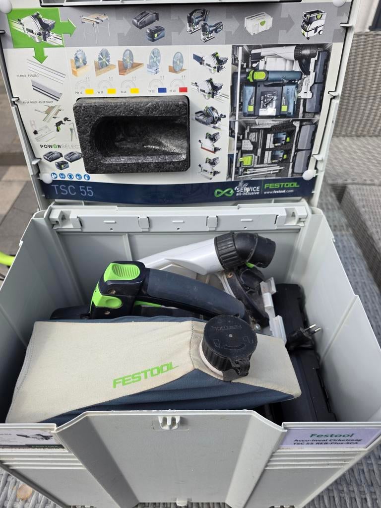 Festool Accu-Inval Cirkelzaag TSC 55 REB-Plus-SCA, Doe-het-zelf en Verbouw, Gereedschap | Zaagmachines, Ophalen, Invalzaag, 70 mm of meer