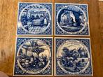 Delft blauw tegels beroepen 4 x, Antiek en Kunst, Ophalen of Verzenden