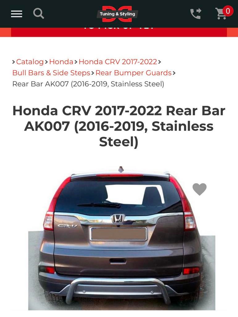 Honda CR-V bullbar rearbar nieuw ongebruikt/nooit gemonteerd, Auto-onderdelen, Verzenden, Nieuw, Honda