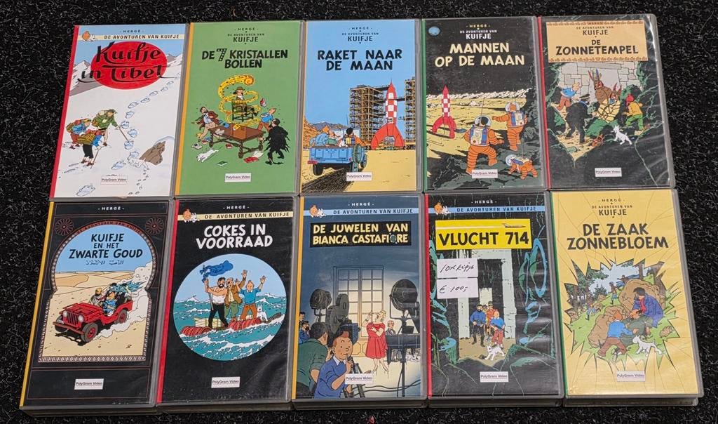 10x Kuifje Herge Tekenfilm Videobanden VHS Origineel Nieuw!, Alle leeftijden, Ophalen of Verzenden, Nieuw in verpakking