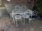 Mooie ijzeren brocante tuinset, Ophalen, Gebruikt, Overige materialen, 4 zitplaatsen