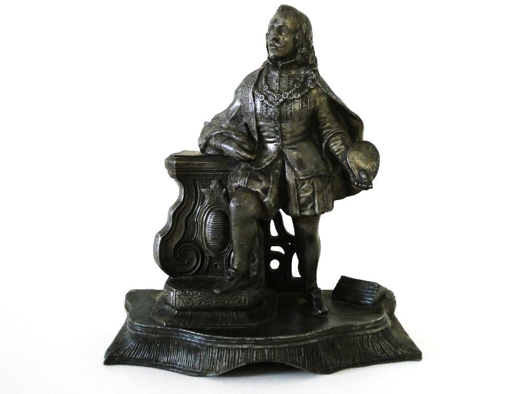 Spelter beeld van een schilder uit de 17e eeuw, Antiek en Kunst, Ophalen of Verzenden