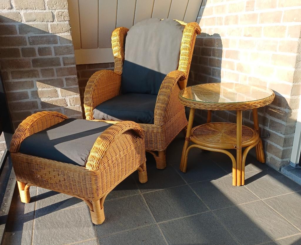 rotan loungeset incl. kussens, Tuin en Terras, Tuinsets en Loungesets, Ophalen, Gebruikt