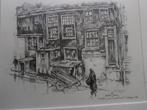 Anton Pieck, Prent v/d 1e Wetering Dwarssstraat te Amsterdam, Ophalen, Voor 1940, Gebruikt, Gebouw