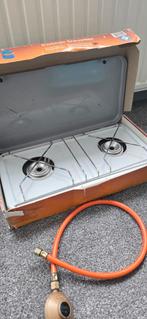 Camping kookstel 2 pits met slang, Ophalen of Verzenden, Gebruikt