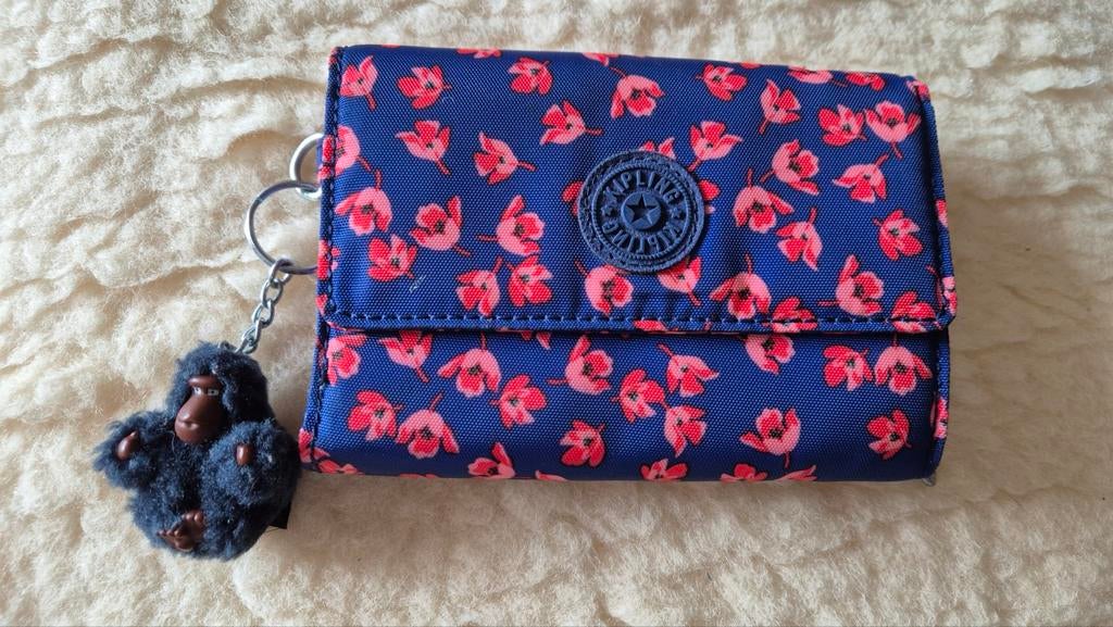 Kipling zgan portemonee kleurrijk blauw roze rood met aapje, Ophalen of Verzenden, Zo goed als nieuw, Overige kleuren, Overige merken