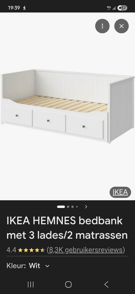Hermes bedbank ikea, Gebruikt, Wit, Tweepersoons, Hout