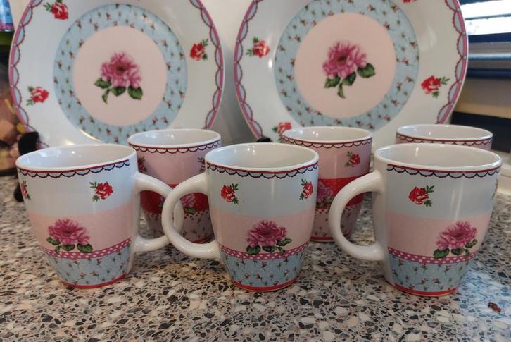 6 mok mokken bekers Theo, Huis en Inrichting, Keuken | Servies, Zo goed als nieuw, Kop(pen) en/of Schotel(s), Overige stijlen