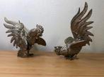 2 Metaal Pewter ornament haan hanen Kemphanen 20e eeuw, Antiek en Kunst, Ophalen of Verzenden