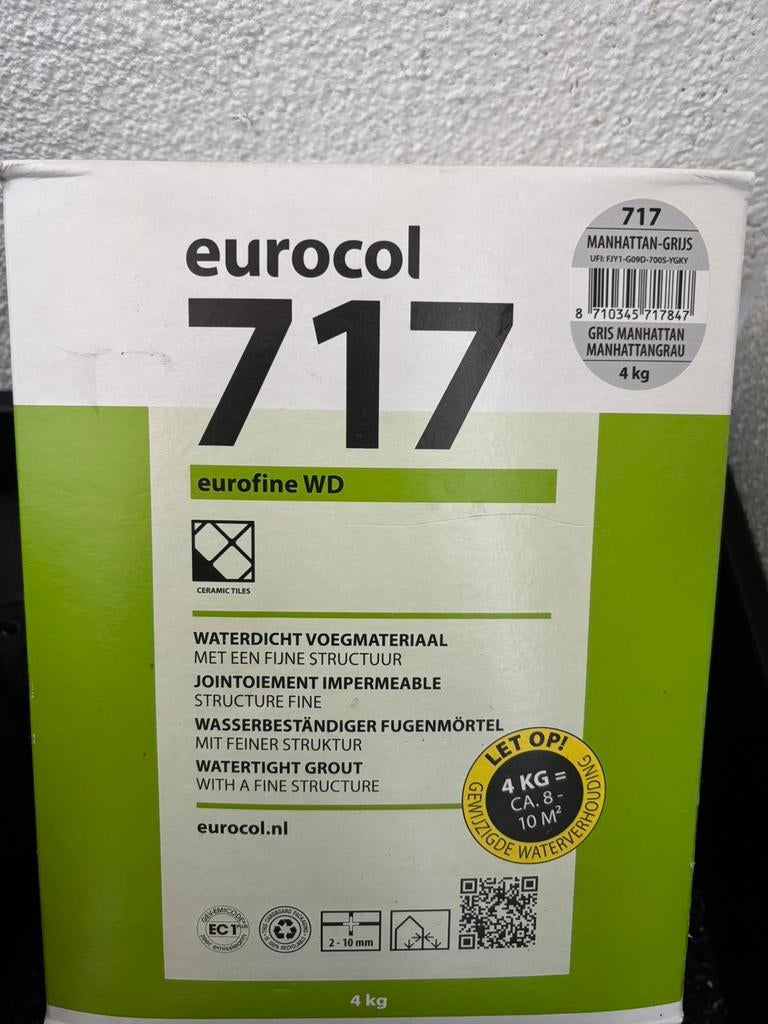 1 pak Eurocol voegsel 717 grijs, Ophalen, Wandtegels, Nieuw, Minder dan 20 cm
