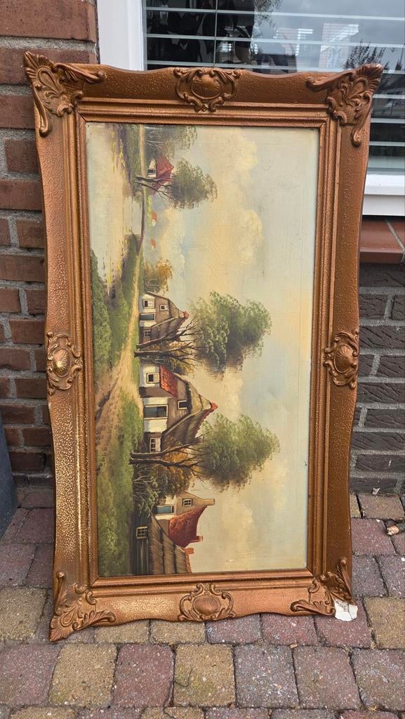 Groot Hollands landschap gesigneerd  E Dirks, Ophalen