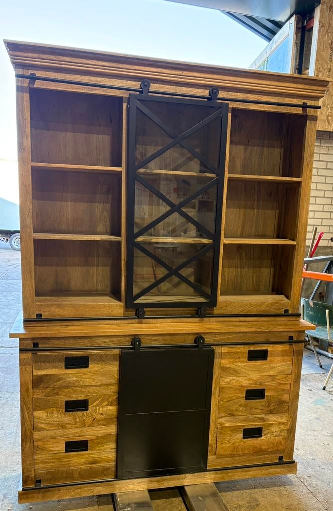 Prachtige buffetkast van mangohout – nieuw!, Ophalen, 200 cm of meer, 150 tot 200 cm, Nieuw