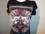Philipp Plein shirt print voorkant met steentjes gaas rug S, Philipp plein, Verzenden, Zwart, Korte mouw