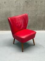 Vintage cocktailstoel rood skai leer jaren '50/'60, Huis en Inrichting, Fauteuils, Gebruikt, Minder dan 75 cm, Ophalen of Verzenden