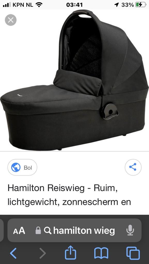 Hamilton reiswieg, Ophalen, Zo goed als nieuw, Overige merken, Met reiswieg