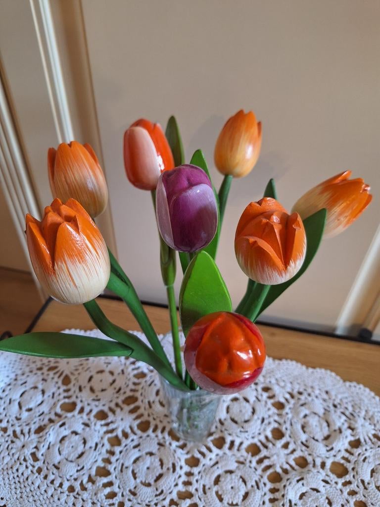 Bos houten Oranje tulpen, Ophalen of Verzenden