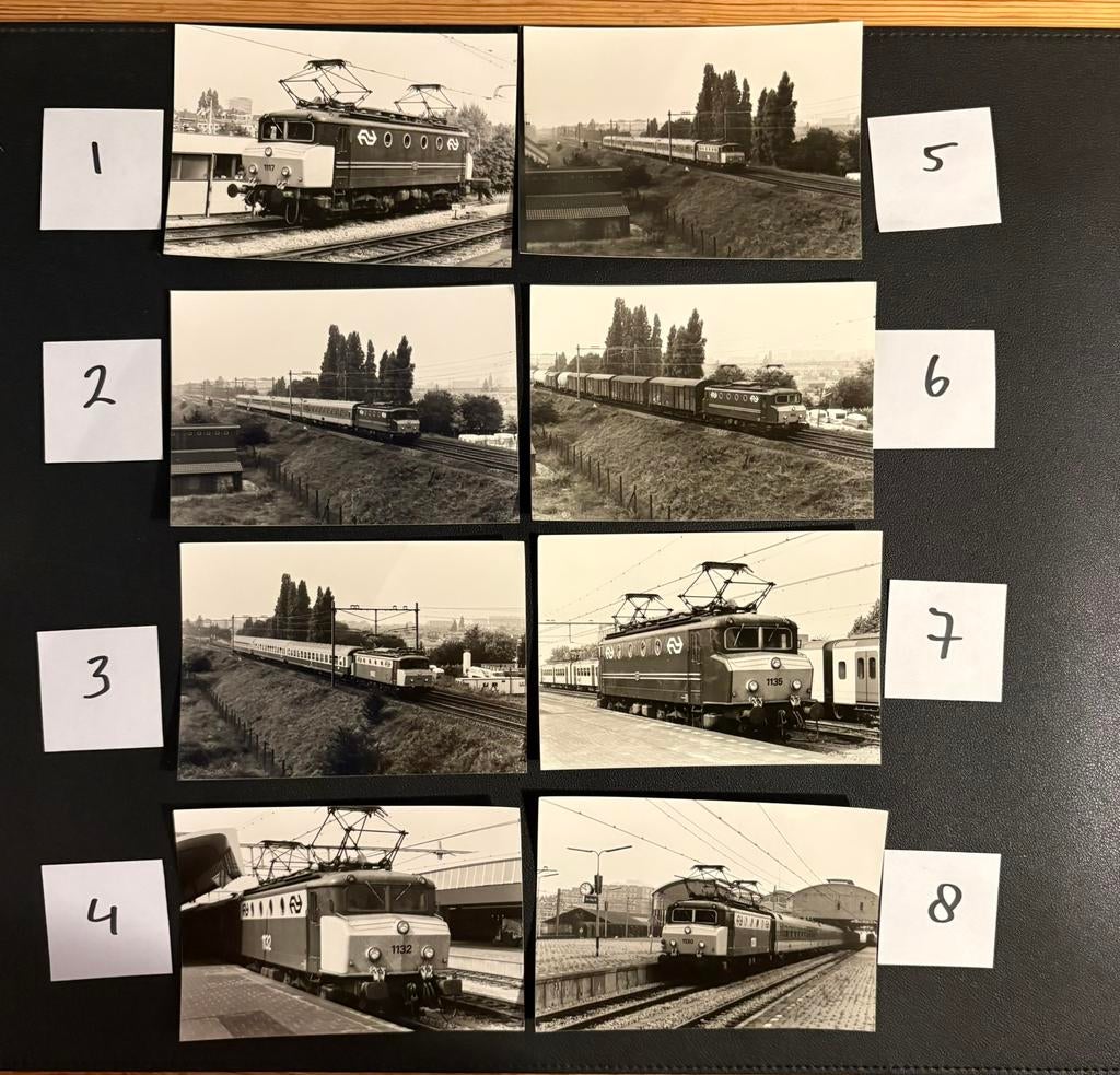 8 originele foto’s locomotieven NS-serie 1100 (jaren 70), Verzamelen, Ophalen of Verzenden, Gebruikt, Trein