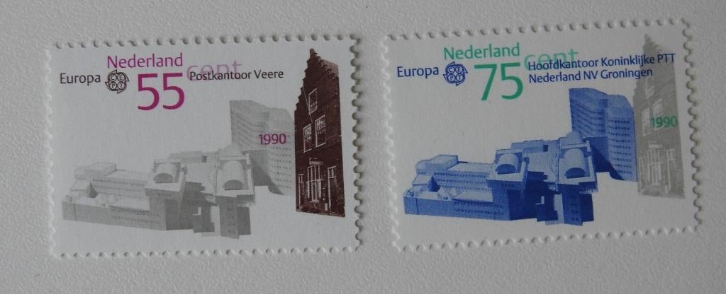 2 postzegels Nederland – Europa 1990, Verzenden, Na 1940, Postfris