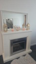 Elektrische sfeerhaard met schouw met spiegel, Ophalen of Verzenden, Vrijstaande haard, Elektrische haard