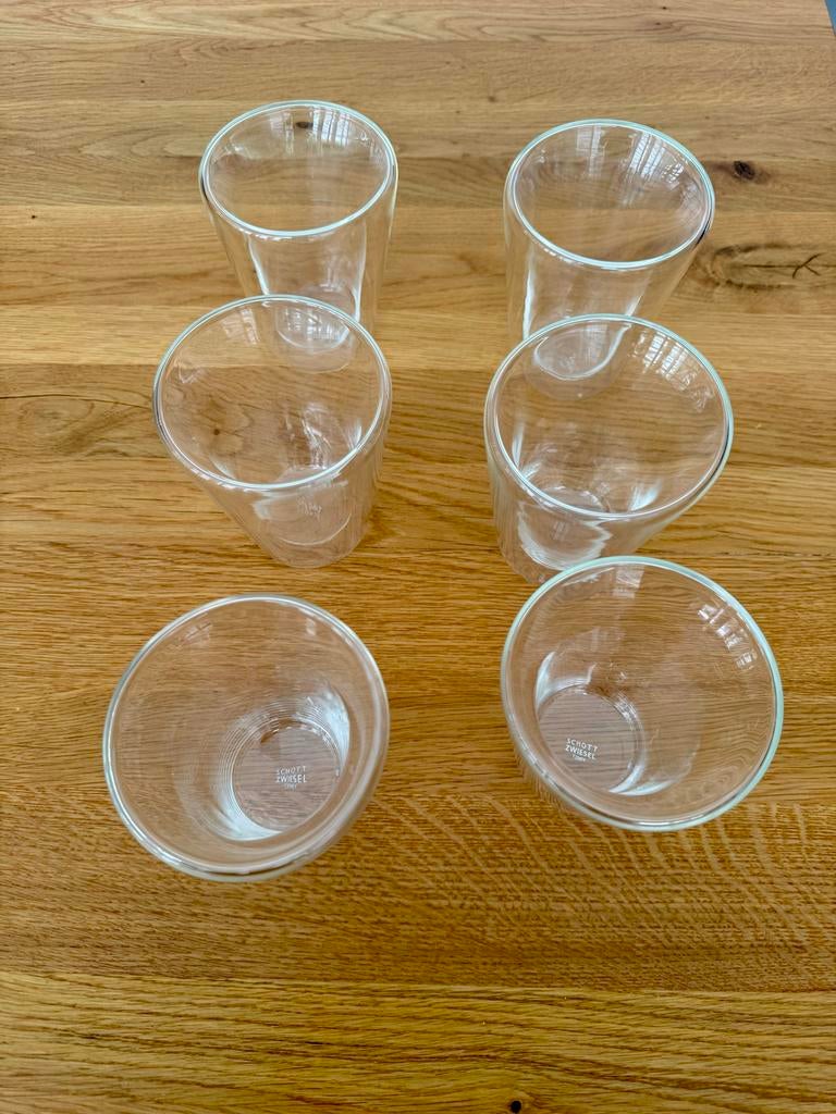 Schott Zwiesel dubbelglas drinkglazen (6x), Ophalen of Verzenden, Zo goed als nieuw