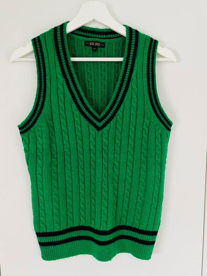 King Louie spencer top retro college kleding, Kleding | Dames, Tops, Zo goed als nieuw, Maat 38/40 (M), Groen, Zonder mouw, Ophalen of Verzenden