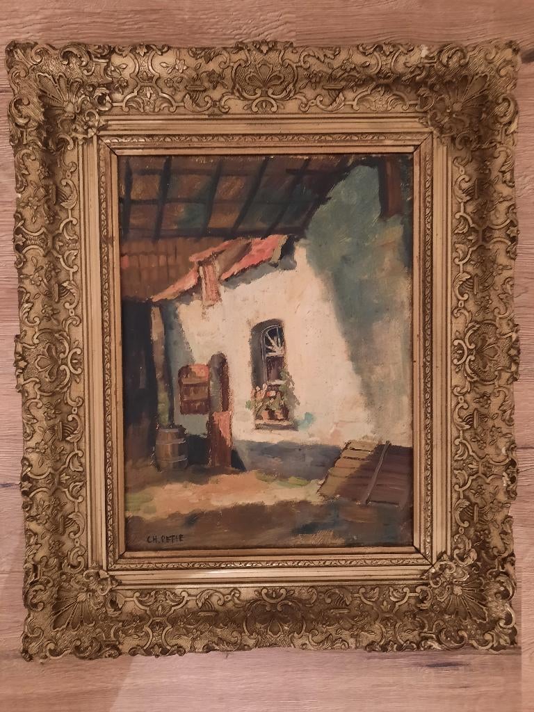 Ingelijst schilderij C.H. Petit, Antiek en Kunst, Kunst | Schilderijen | Klassiek, Ophalen