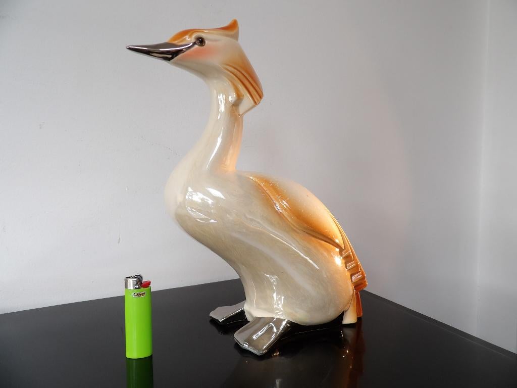 Art Deco Groot Beeld Fuut, Keramiek, Ophalen of Verzenden