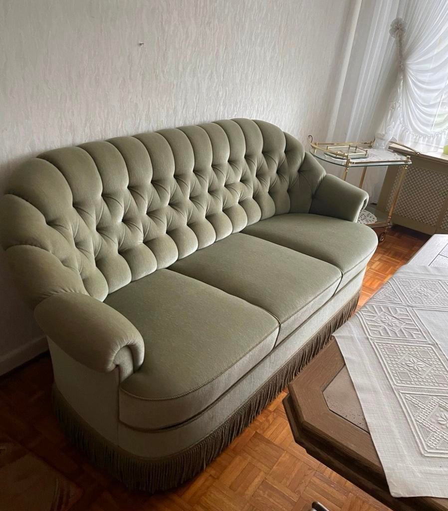 Bank sofa vintage groen barok queen ann Franjes boudoir, Ophalen, Zo goed als nieuw, 75 tot 100 cm