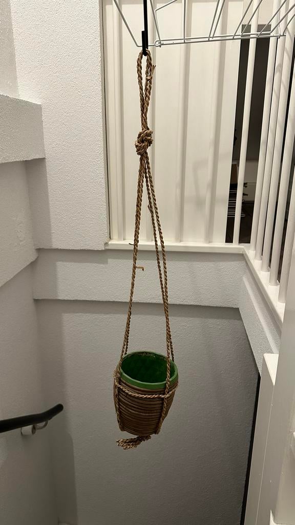 Rieten hangpot voor binnenplanten (Intratuin), Tuin en Terras, Bloempotten, Ophalen, Overige materialen, Gebruikt, Rond