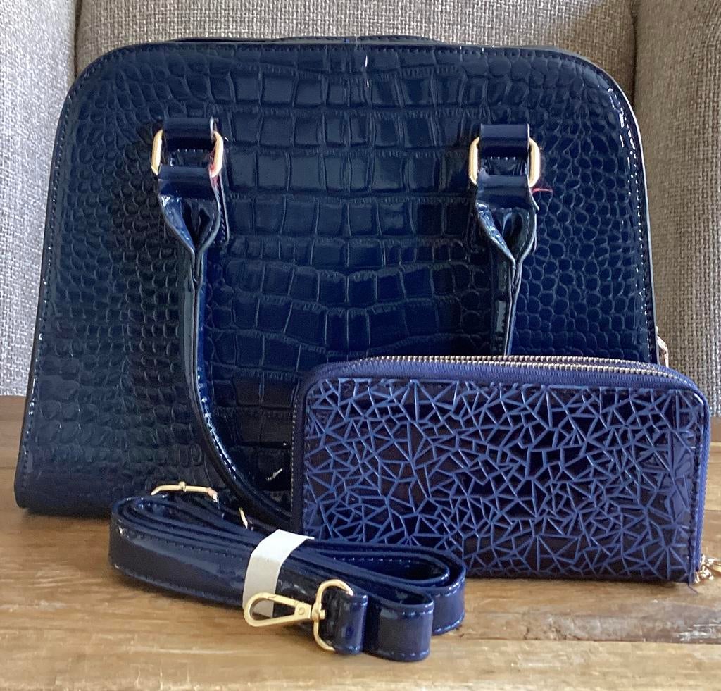 TAS LAK BLAUW HANDTAS BLAUWE SCHOUDERTAS, Sieraden, Tassen en Uiterlijk, Tassen | Schoudertassen, Ophalen of Verzenden, Zo goed als nieuw