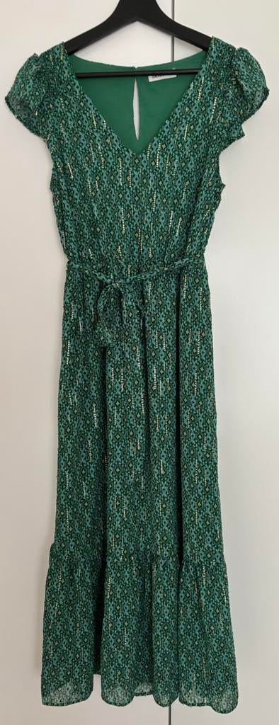 Cache cache midi maxi jurk groen met print - Maat 38 M, Kleding | Dames, Maat 38/40 (M), Ophalen of Verzenden, Zo goed als nieuw