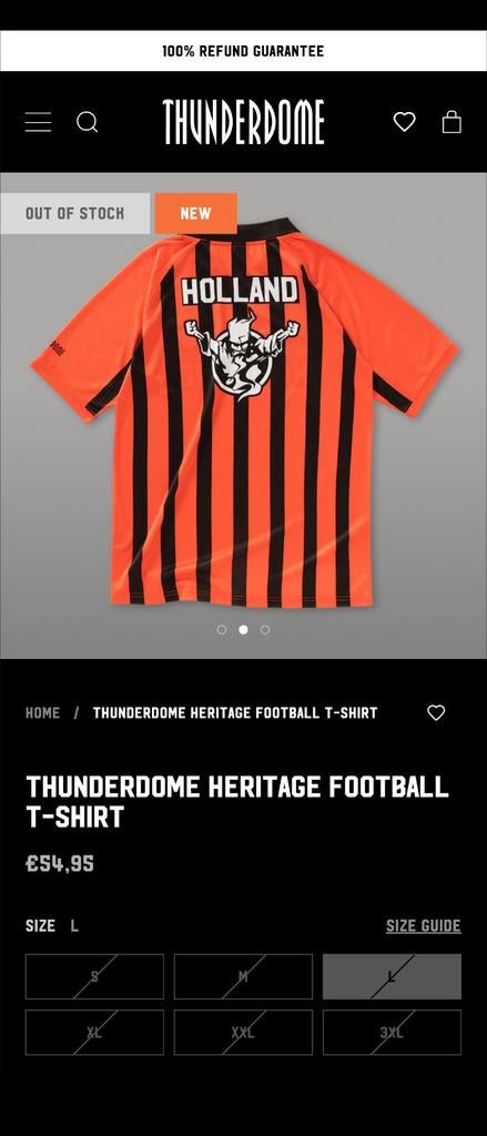 Thunderdome Heritage Football T-shirt - Maat L - Nieuw, Maat 52/54 (L), Thunderdome, Nieuw, Oranje